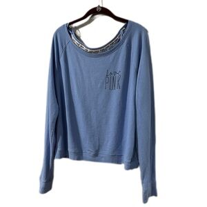 Victoria's Secret PINK Light Blue Crewneck Lace Back Sweatshirt